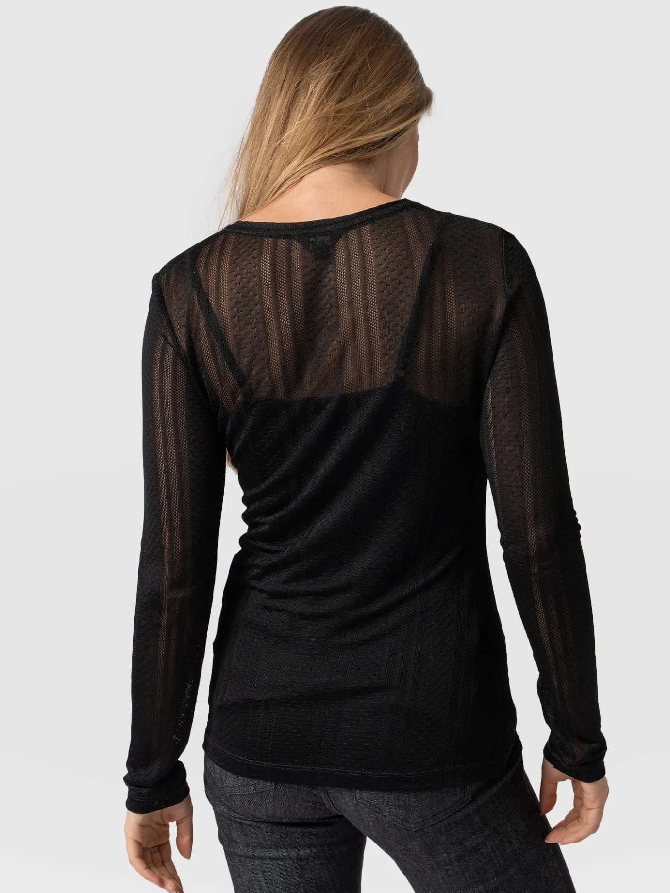 T-shirts & Tanks|Saint and Sofia Demi Lace Long Sleeve Tee - Black