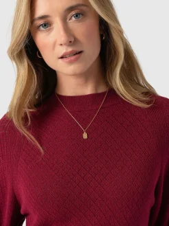 Knitwear|Sweaters|Saint and Sofia Diamond Knit Sweater - Deep Pink