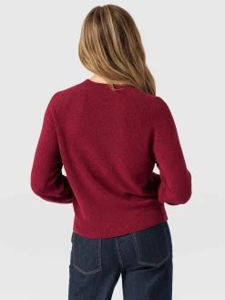 Knitwear|Sweaters|Saint and Sofia Diamond Knit Sweater - Deep Pink
