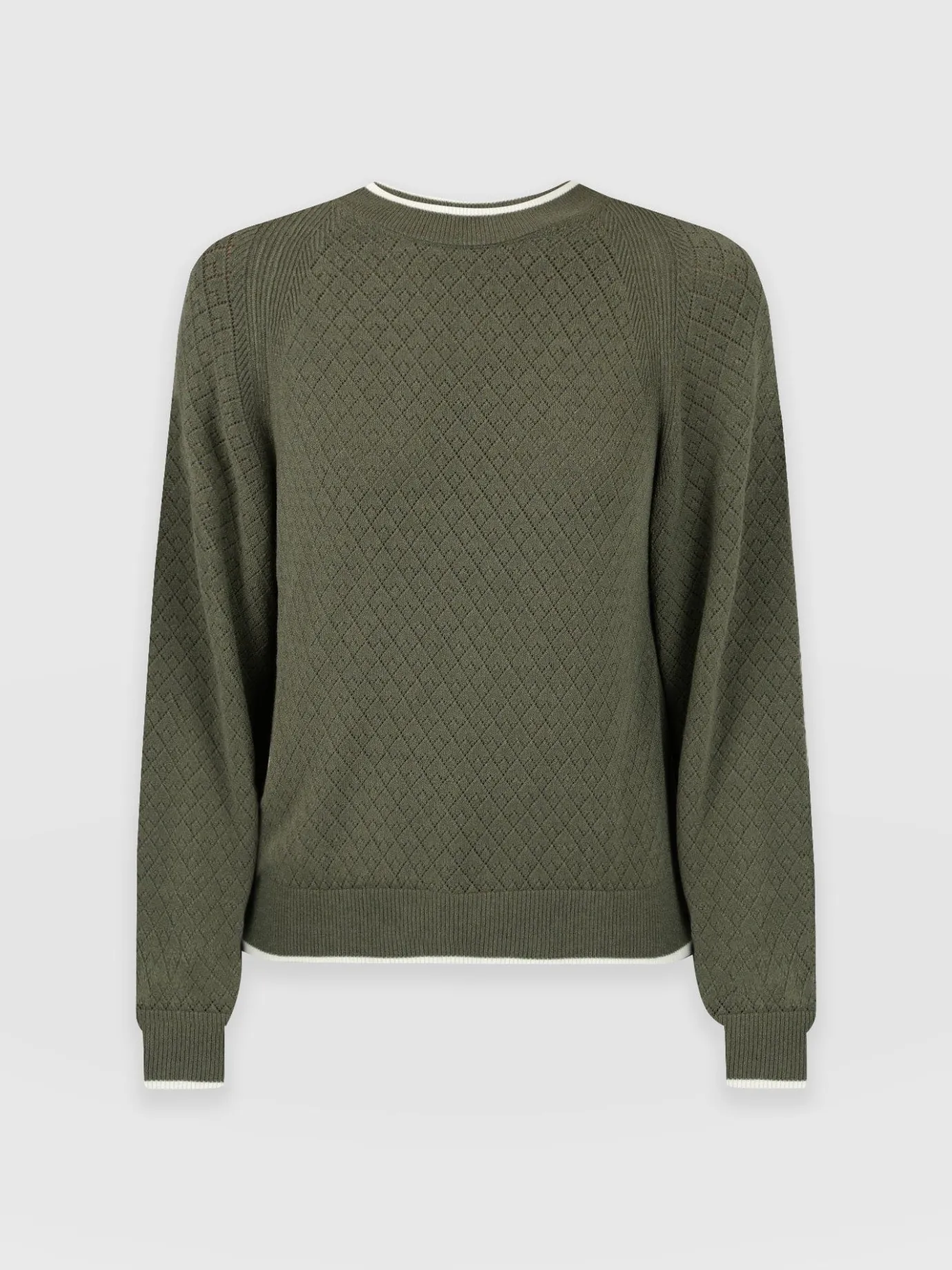 Knitwear|Sweaters|Saint and Sofia Diamond Knit Sweater - Khaki