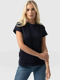 T-shirts & Tanks|Saint and Sofia Easy Cotton Tee - Navy