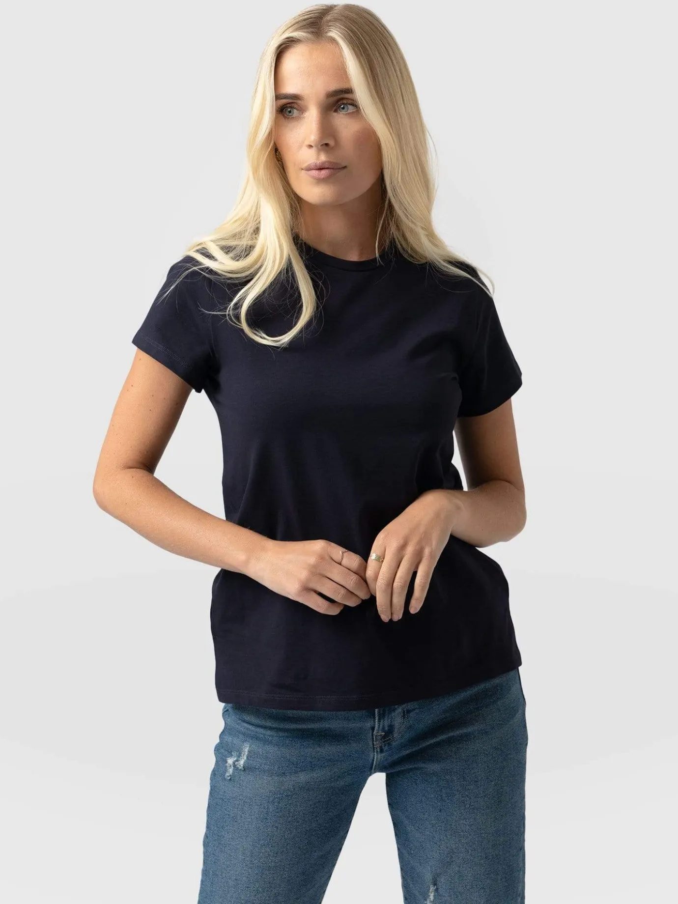 T-shirts & Tanks|Saint and Sofia Easy Cotton Tee - Navy