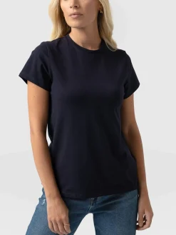 T-shirts & Tanks|Saint and Sofia Easy Cotton Tee - Navy