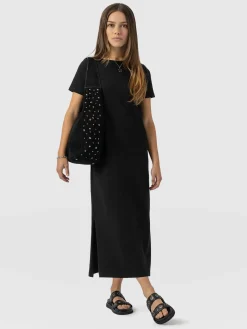 Dresses|Saint and Sofia Easy T-Shirt Midi Dress - Black