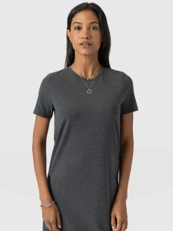 Dresses|Saint and Sofia Easy T-Shirt Midi Dress - Charcoal