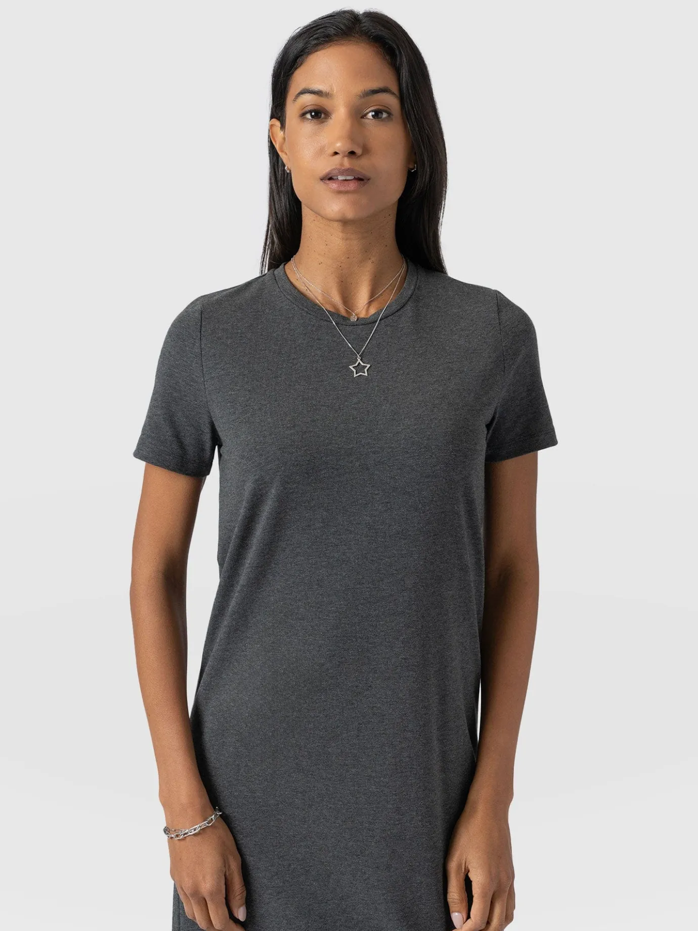 Dresses|Saint and Sofia Easy T-Shirt Midi Dress - Charcoal