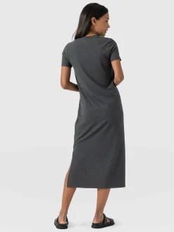 Dresses|Saint and Sofia Easy T-Shirt Midi Dress - Charcoal