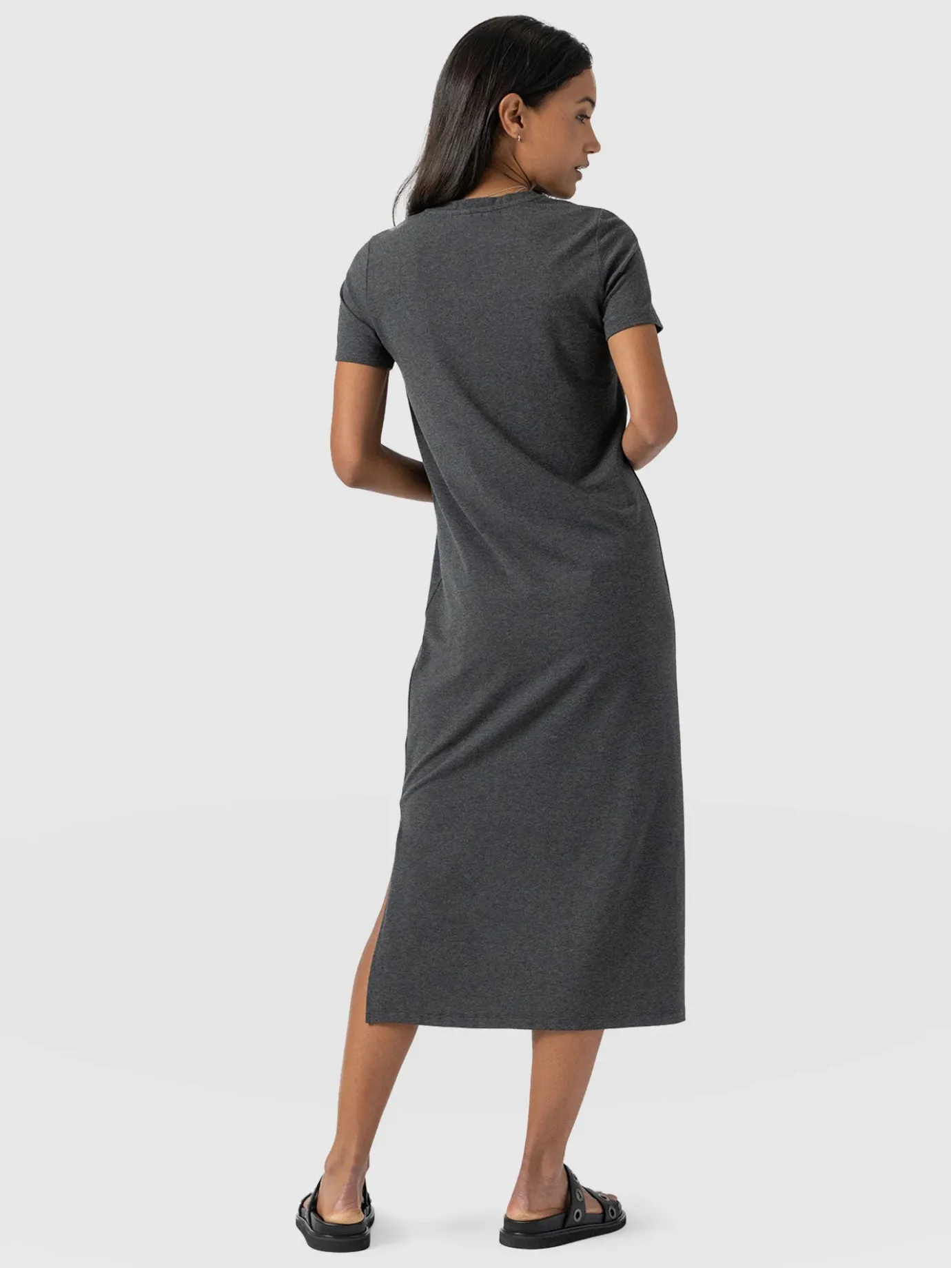 Dresses|Saint and Sofia Easy T-Shirt Midi Dress - Charcoal