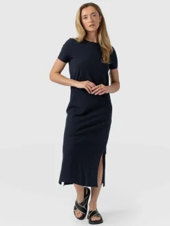 Dresses|Saint and Sofia Easy T-Shirt Midi Dress - Navy