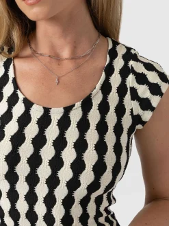 Dresses|Saint and Sofia Elise Scoop Neck Midaxi Dress - Black/Cream