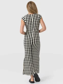 Dresses|Saint and Sofia Elise Scoop Neck Midaxi Dress - Black/Cream