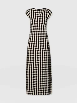 Dresses|Saint and Sofia Elise Scoop Neck Midaxi Dress - Black/Cream