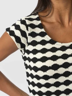 T-shirts & Tanks|Saint and Sofia Elise Scoop Neck Tee - Black/Cream
