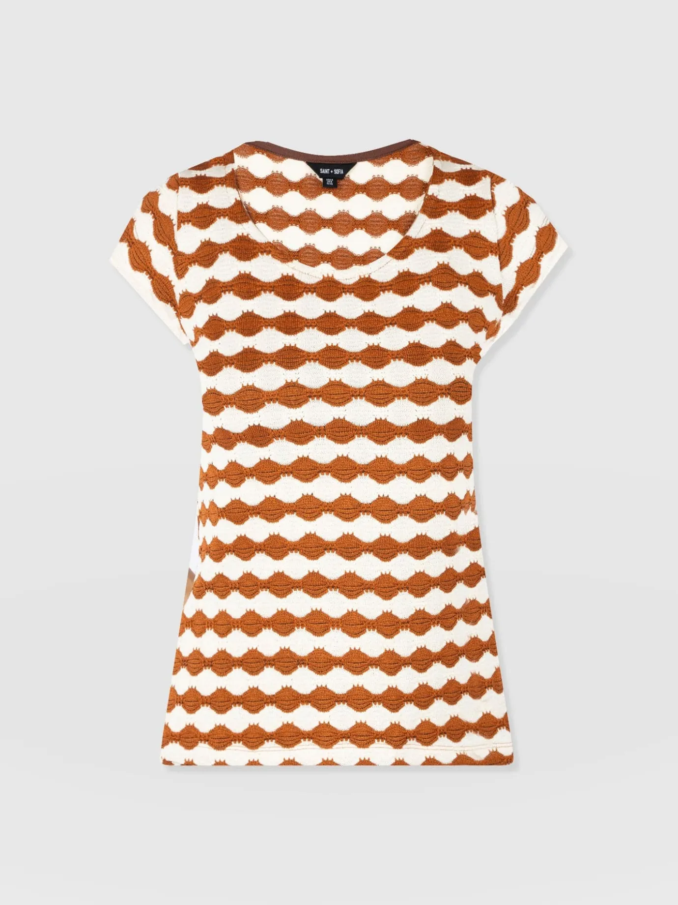 T-shirts & Tanks|Saint and Sofia Elise Scoop Neck Tee - Brown/Cream