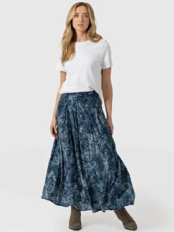 Skirts|Saint and Sofia Eliza Pleated Skirt - Blue Marble