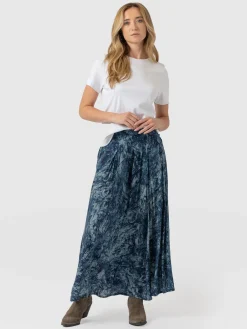 Skirts|Saint and Sofia Eliza Pleated Skirt - Blue Marble