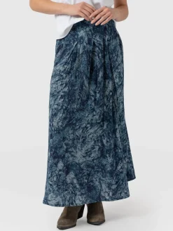 Skirts|Saint and Sofia Eliza Pleated Skirt - Blue Marble
