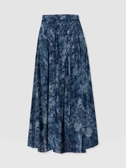 Skirts|Saint and Sofia Eliza Pleated Skirt - Blue Marble