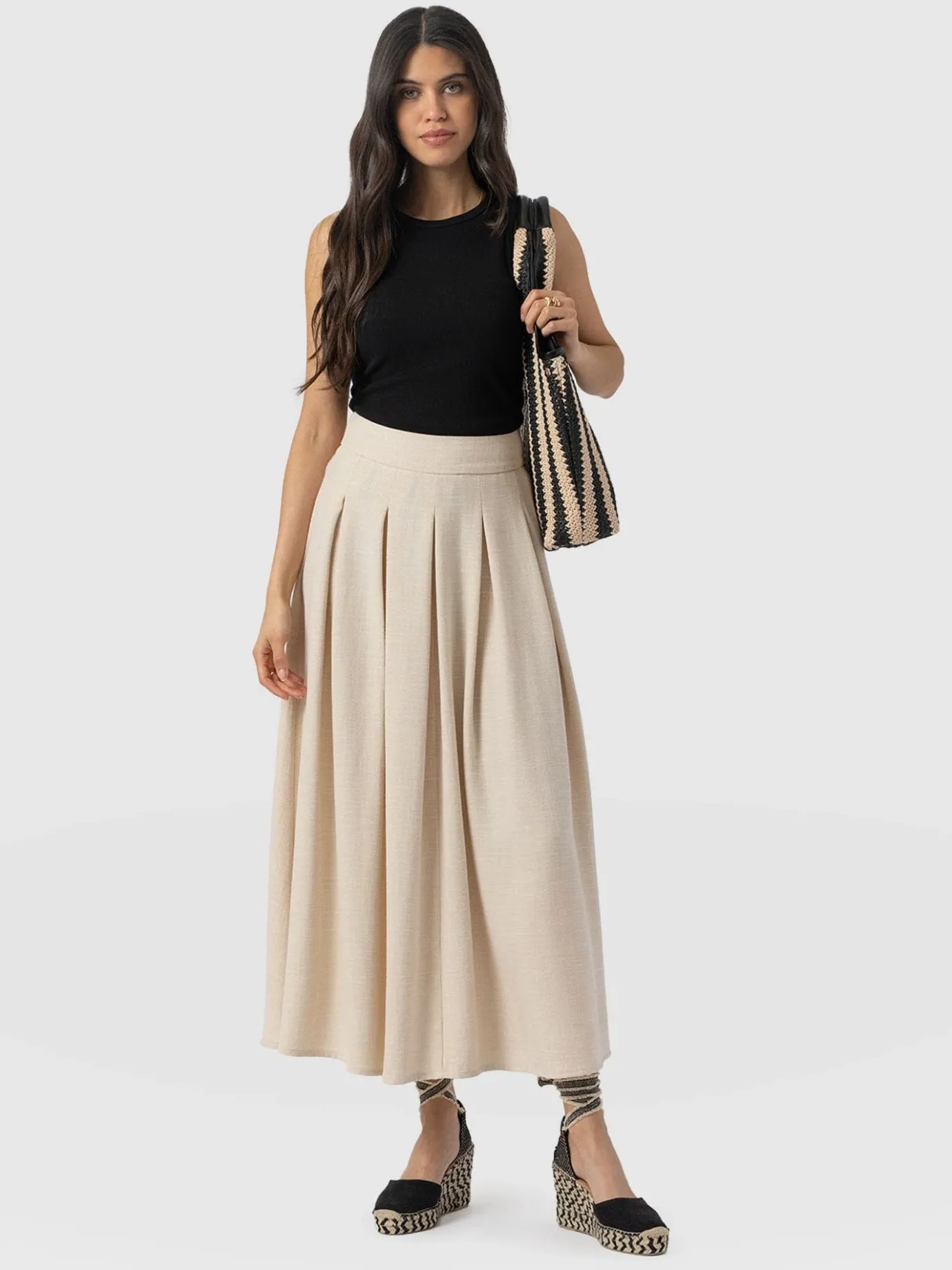 Skirts|Saint and Sofia Eliza Pleated Skirt - Cream