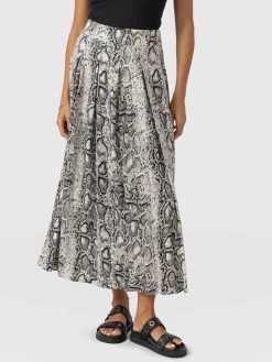 Skirts|Saint and Sofia Eliza Pleated Skirt - Cream Snake
