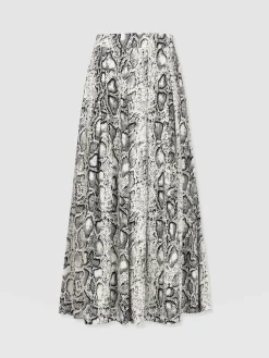 Skirts|Saint and Sofia Eliza Pleated Skirt - Cream Snake