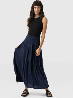 Skirts|Saint and Sofia Eliza Pleated Skirt - Navy