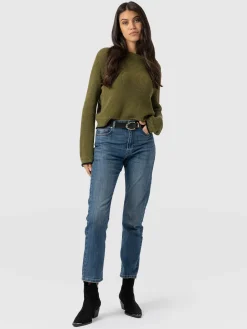 Denim & Jeans|Saint and Sofia Emma Straight Leg Jean - Mid Blue