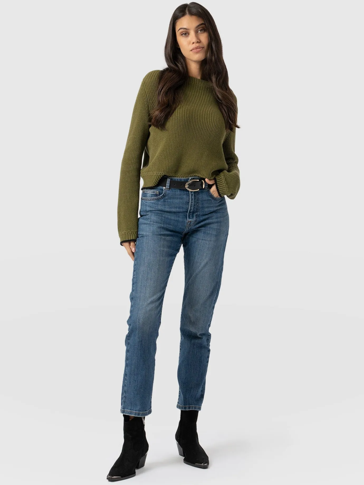 Denim & Jeans|Saint and Sofia Emma Straight Leg Jean - Mid Blue