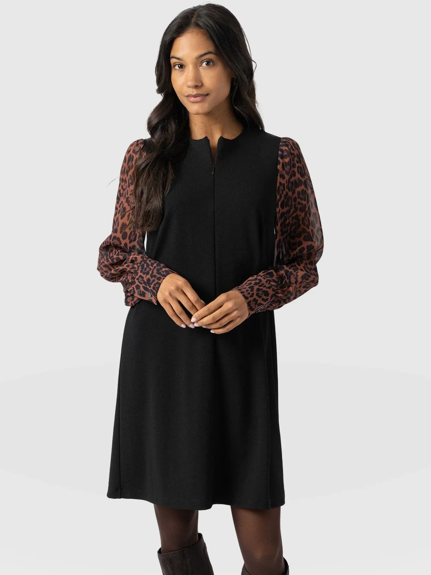 Dresses|Saint and Sofia Esme Zip Up Dress - Brown Leopard