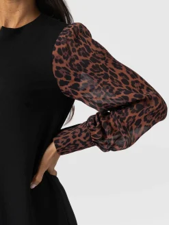 Dresses|Saint and Sofia Esme Zip Up Dress - Brown Leopard