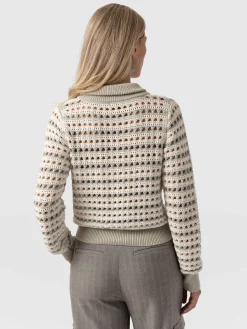 Knitwear|Saint and Sofia Ester Quarter Zip Knit - Beige