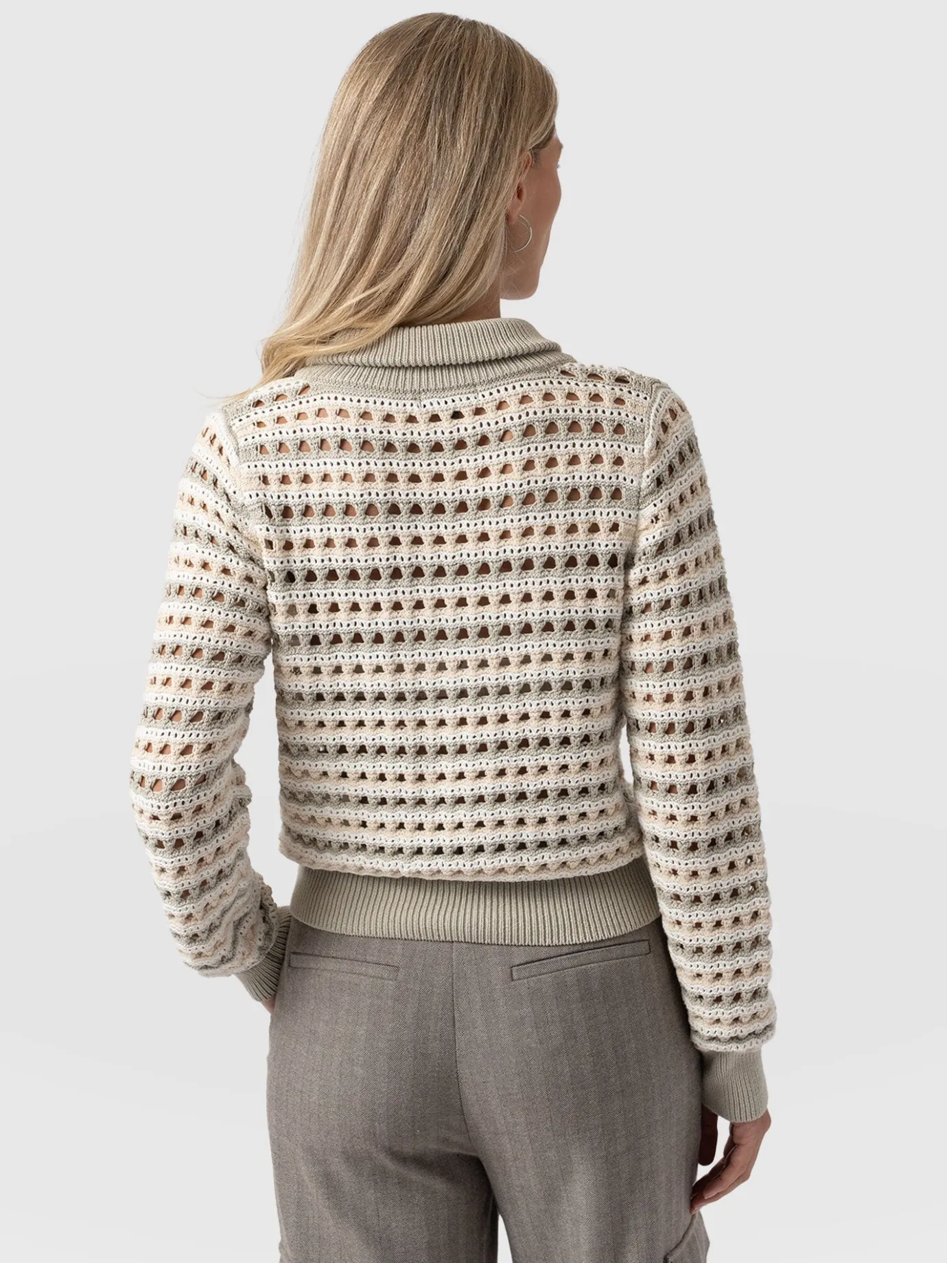 Knitwear|Saint and Sofia Ester Quarter Zip Knit - Beige