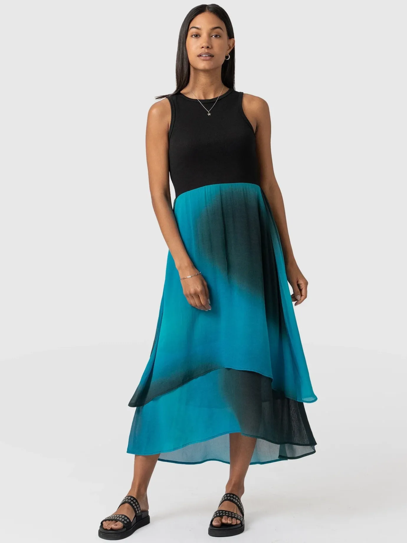 Dresses|Saint and Sofia Etta Layered Dress - Blue coral