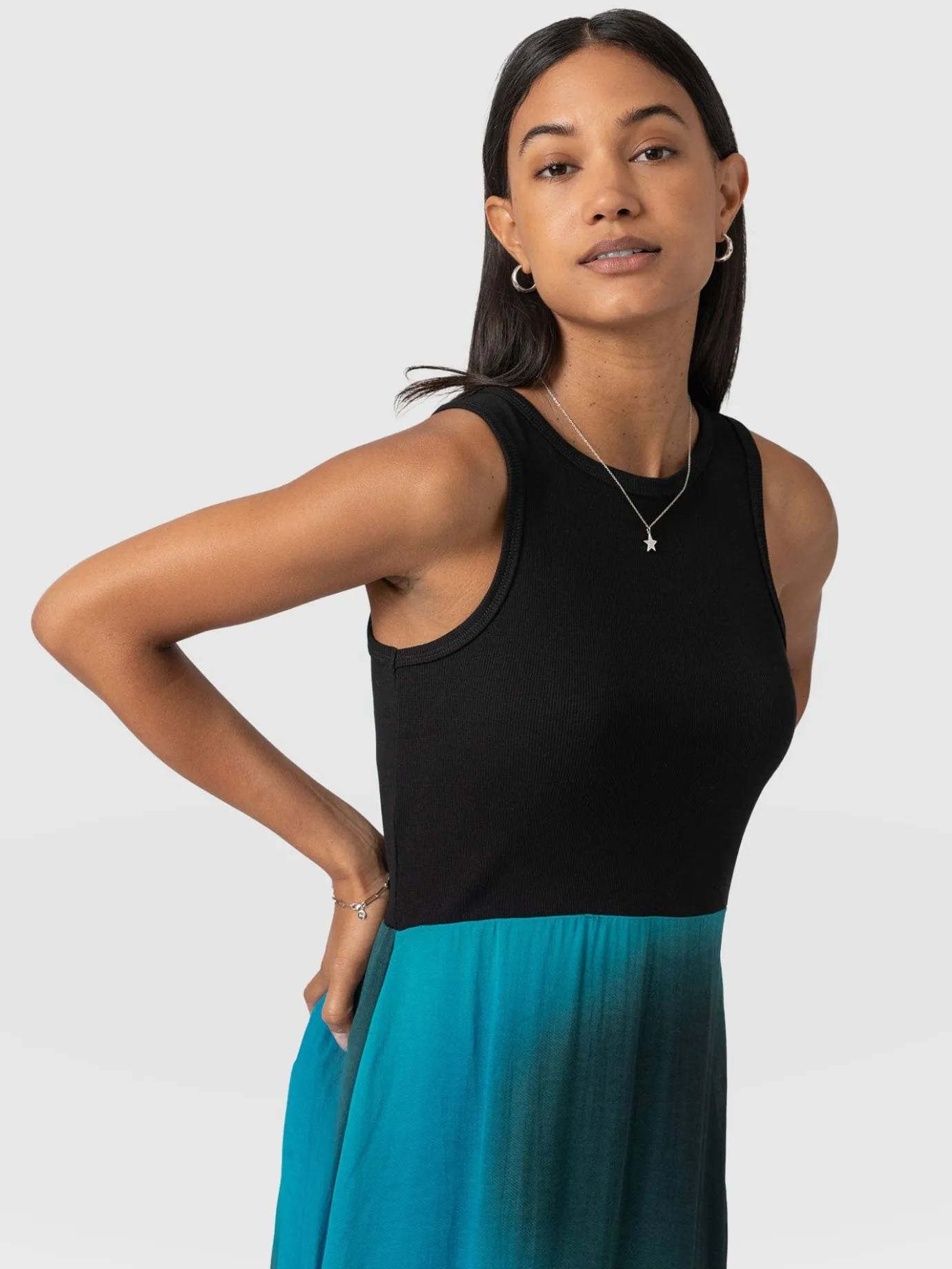 Dresses|Saint and Sofia Etta Layered Dress - Blue coral