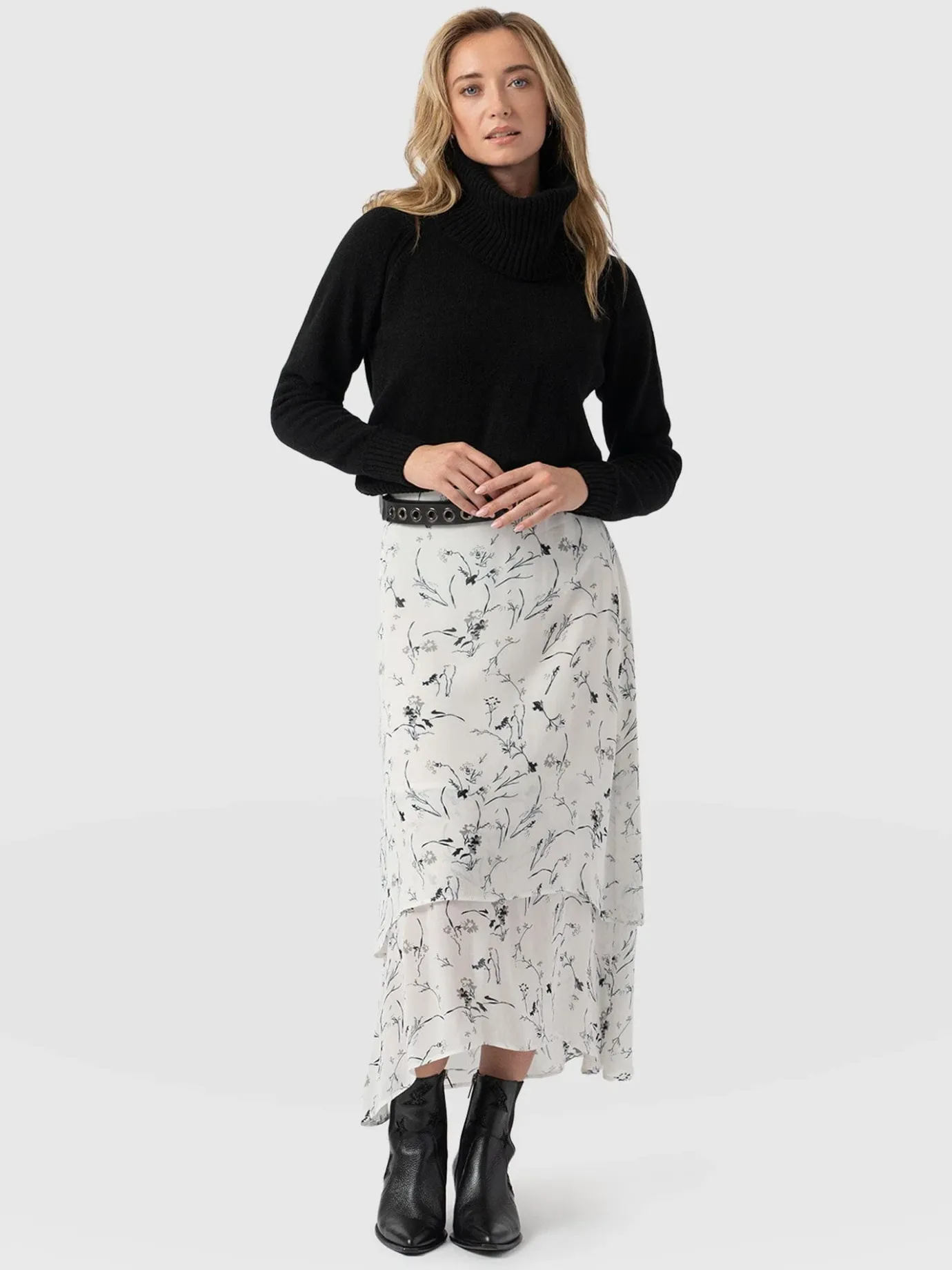 Skirts|Saint and Sofia Etta Layered Skirt - White Floral