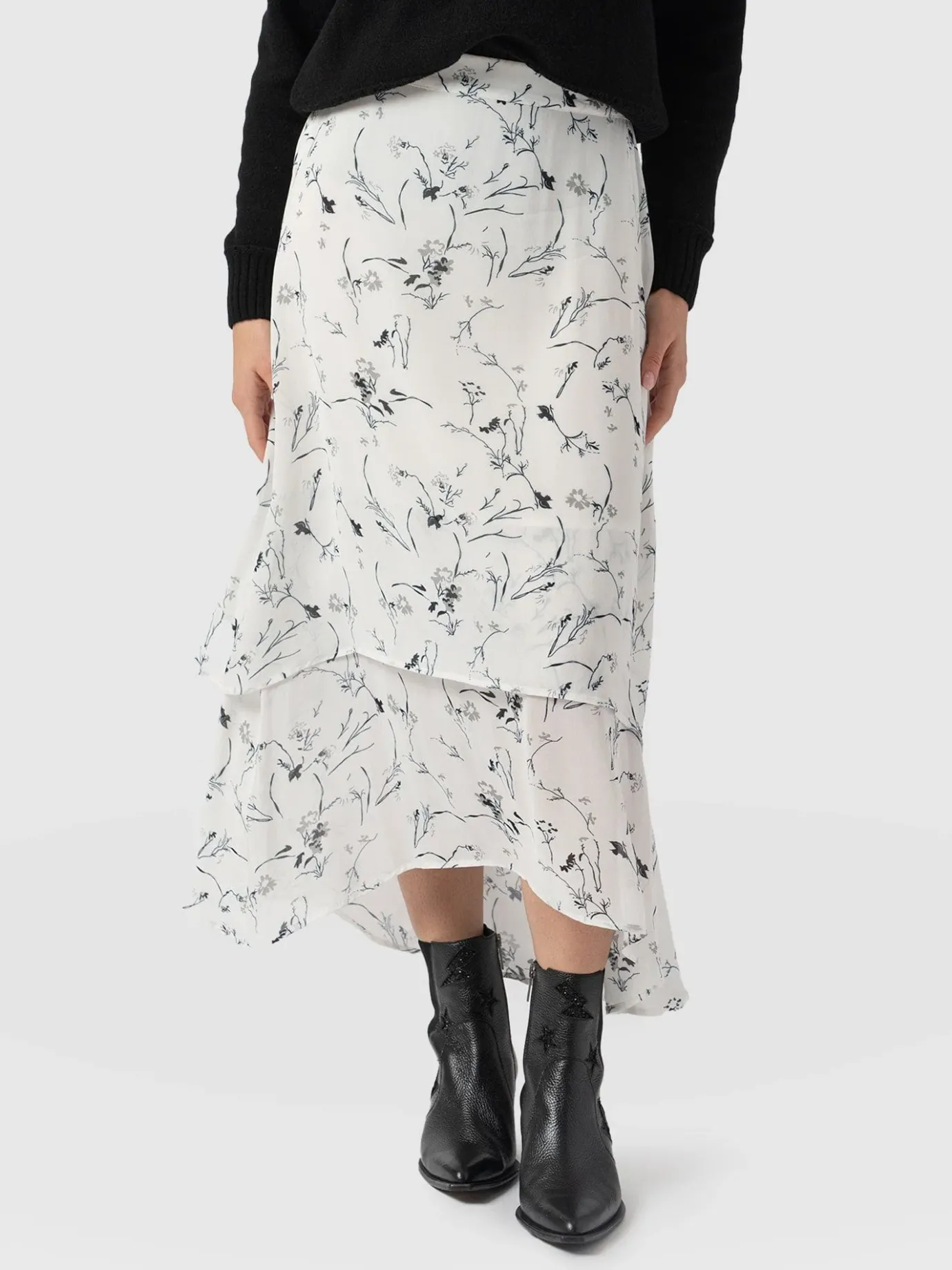 Skirts|Saint and Sofia Etta Layered Skirt - White Floral