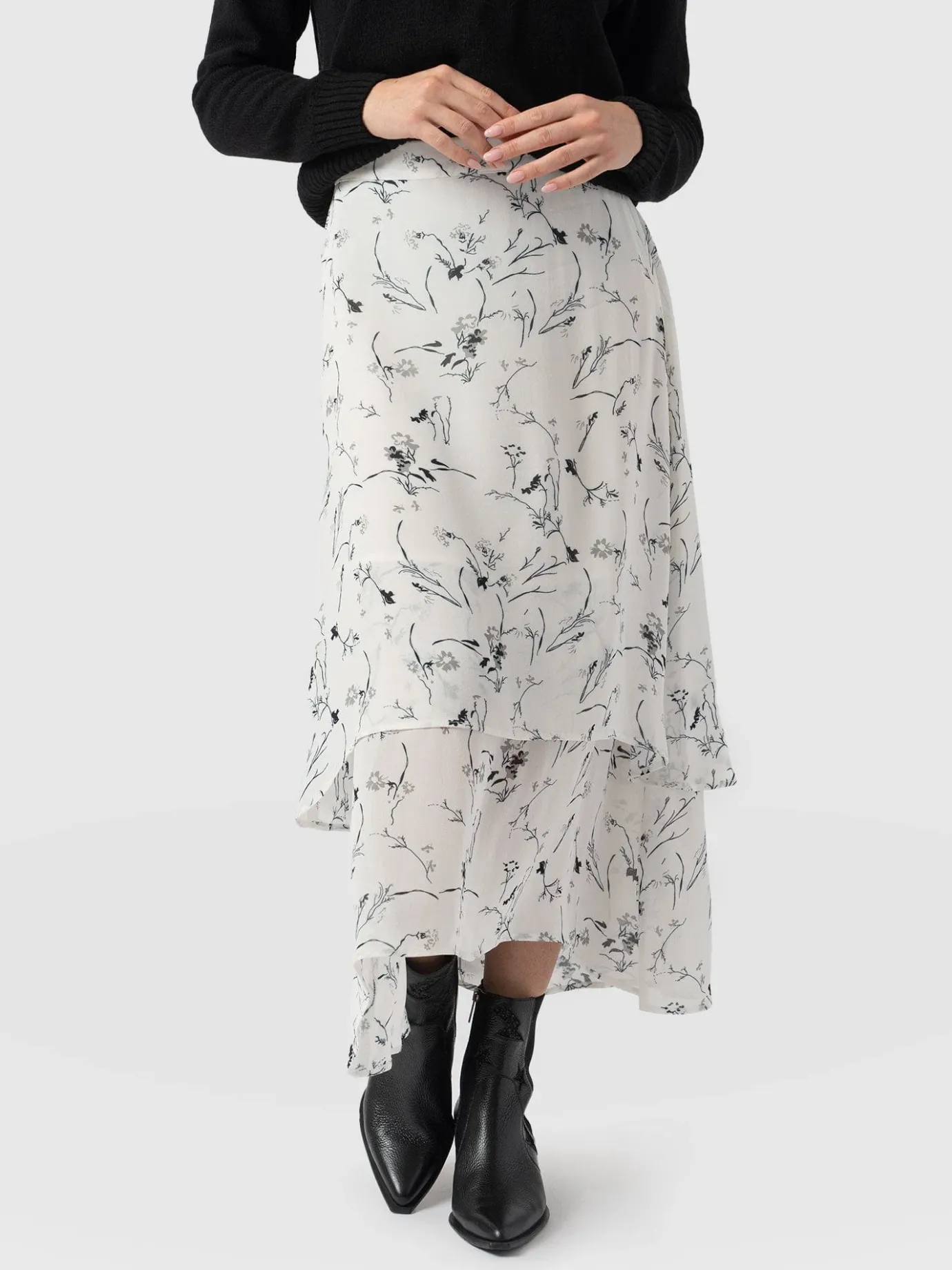 Skirts|Saint and Sofia Etta Layered Skirt - White Floral