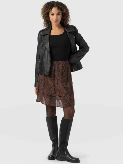 Skirts|Saint and Sofia Etta Mini Layered Skirt - Brown Snake
