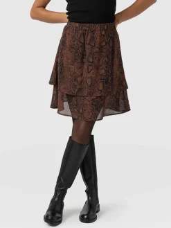Skirts|Saint and Sofia Etta Mini Layered Skirt - Brown Snake