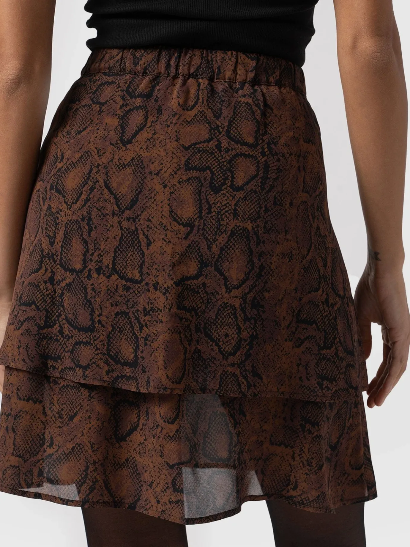 Skirts|Saint and Sofia Etta Mini Layered Skirt - Brown Snake