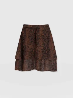 Skirts|Saint and Sofia Etta Mini Layered Skirt - Brown Snake