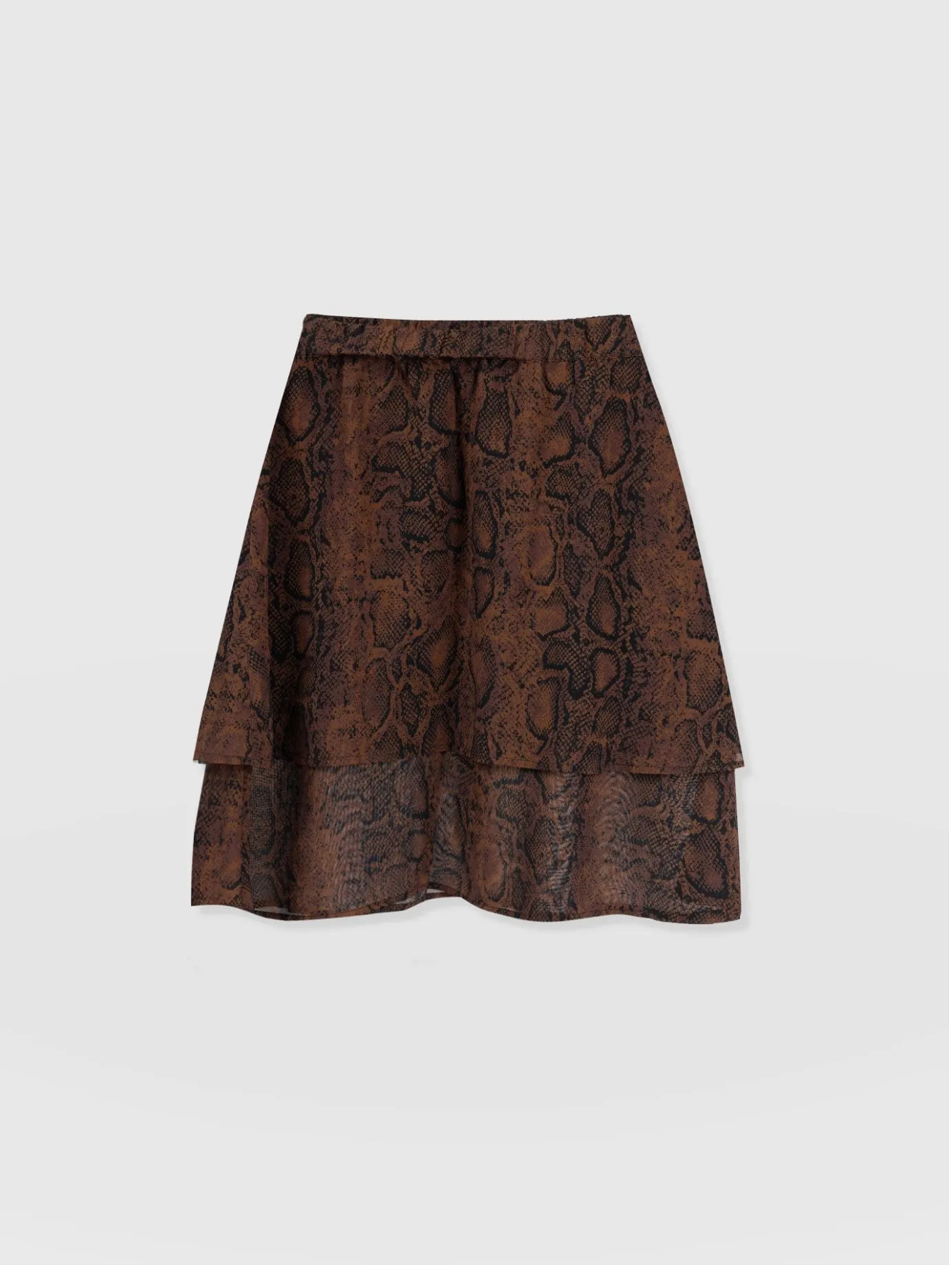 Skirts|Saint and Sofia Etta Mini Layered Skirt - Brown Snake