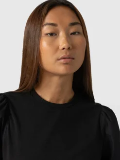 Blouses & Shirts|T-shirts & Tanks|Saint and Sofia Eva Mock Shirt - Black