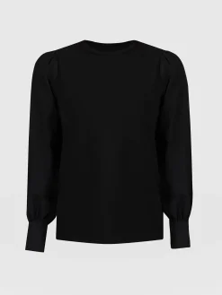 Blouses & Shirts|T-shirts & Tanks|Saint and Sofia Eva Mock Shirt - Black