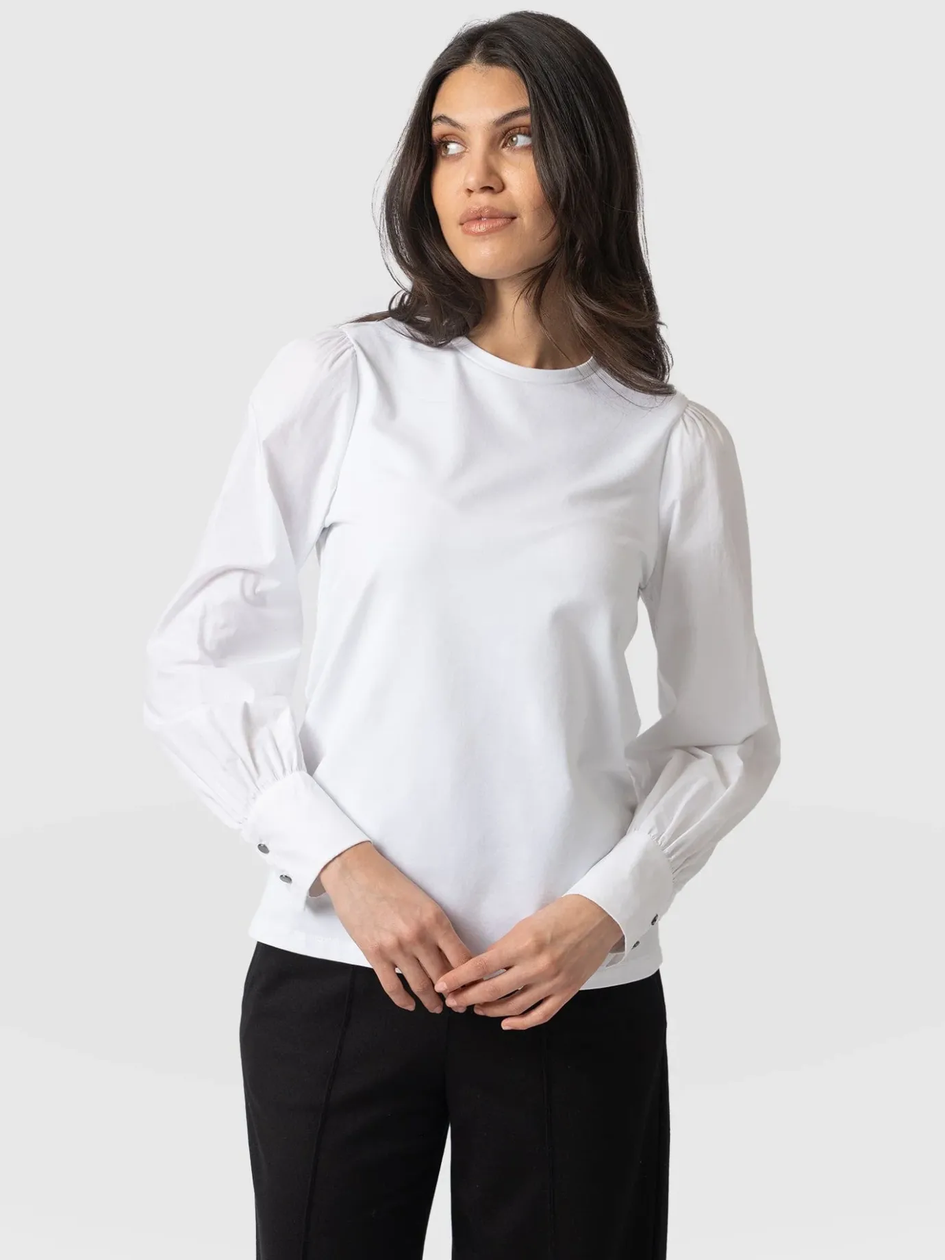 Blouses & Shirts|Saint and Sofia Eva Mock Shirt - White