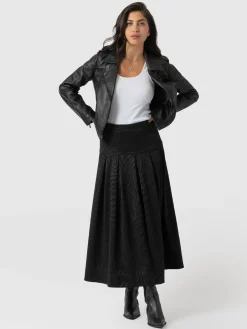 Skirts|Saint and Sofia Everly Pleated Skirt - Black Zebra