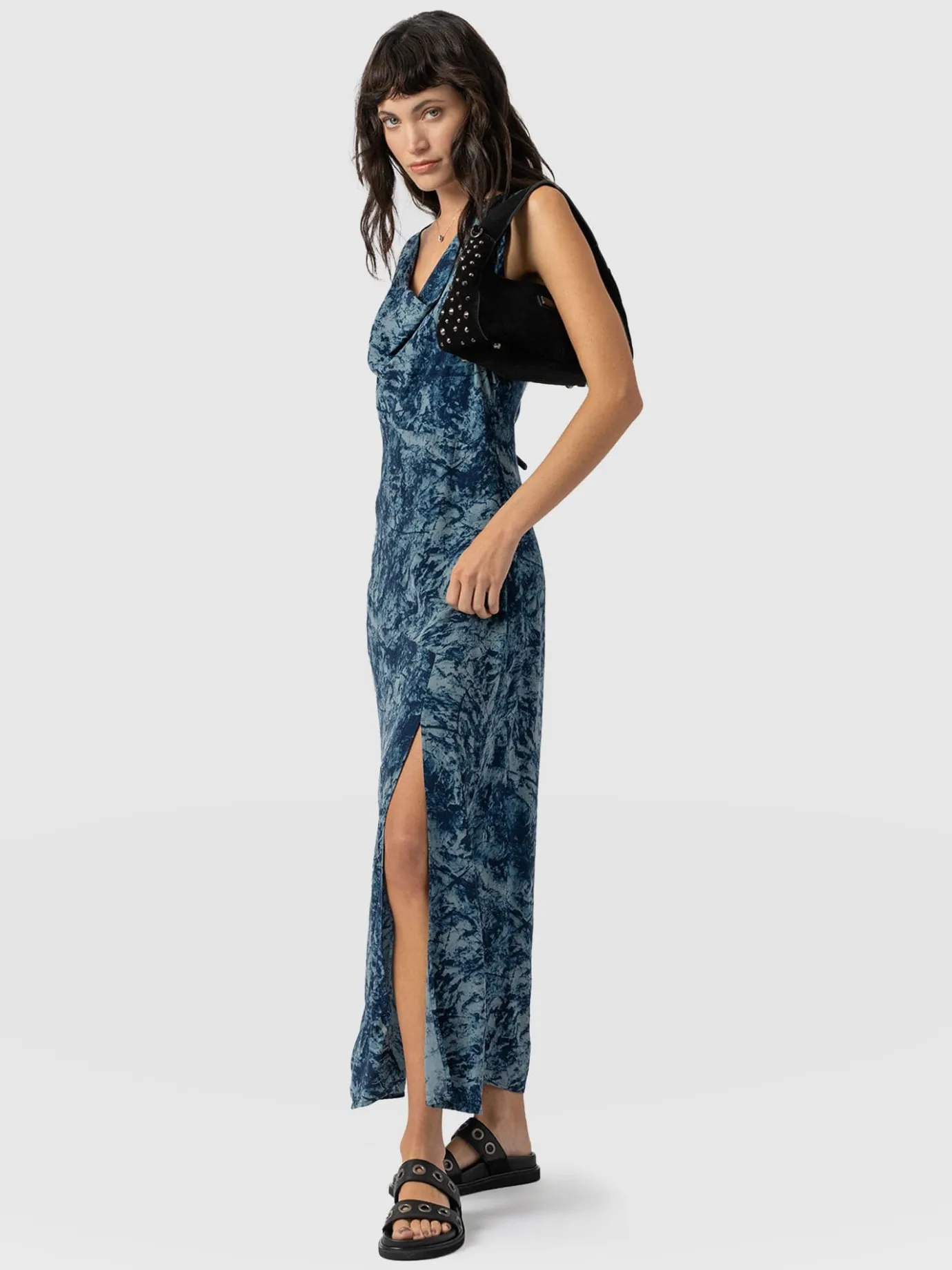 Dresses|Saint and Sofia Faye Cowl Neck Dress - Blue Marble