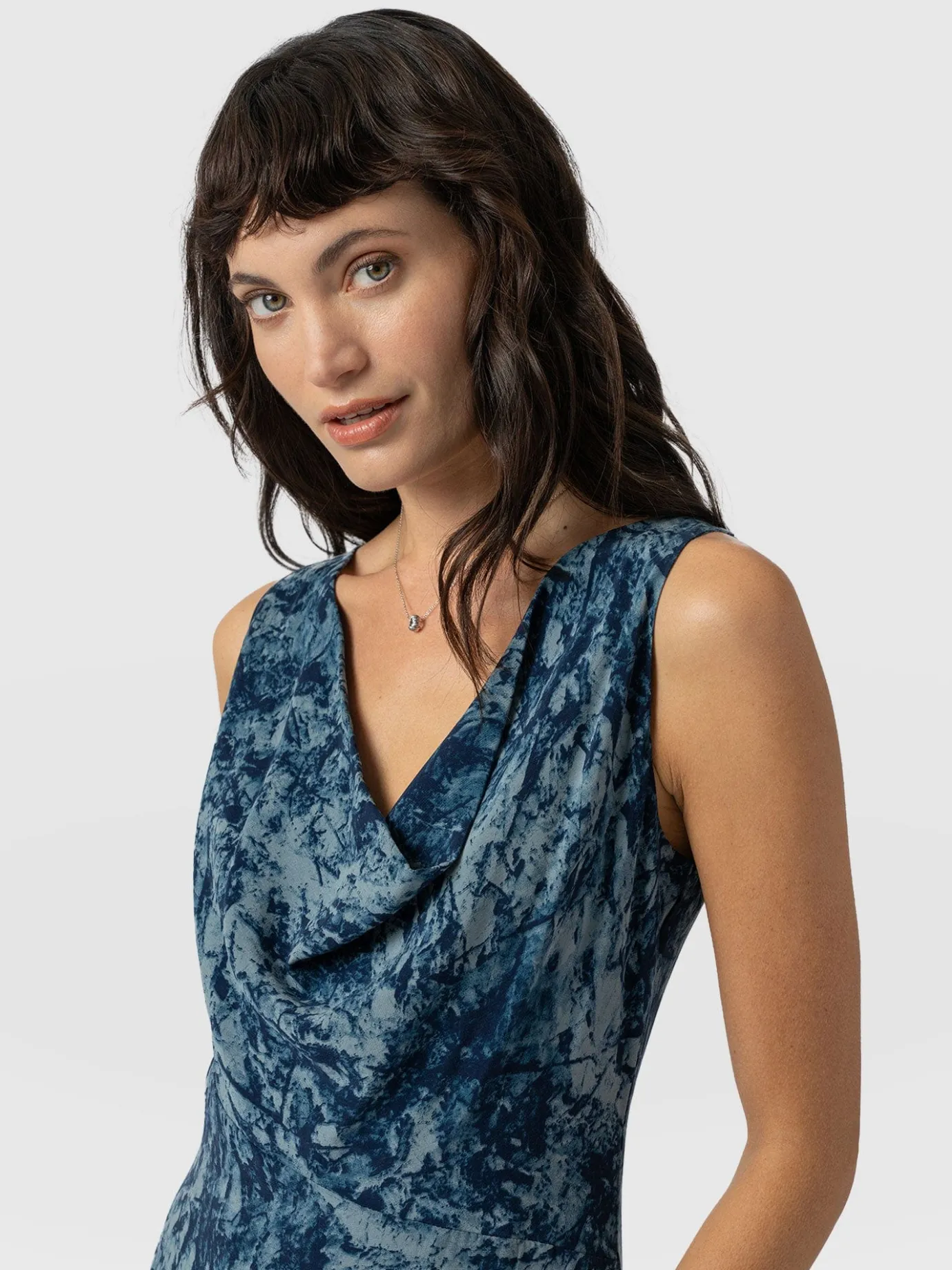 Dresses|Saint and Sofia Faye Cowl Neck Dress - Blue Marble