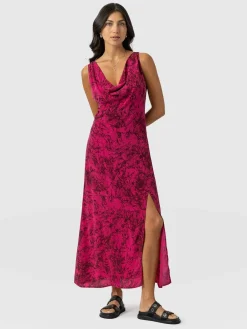 Dresses|Saint and Sofia Faye Cowl Neck Dress - Pink Marble