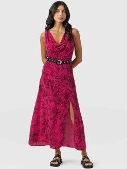Dresses|Saint and Sofia Faye Cowl Neck Dress - Pink Marble